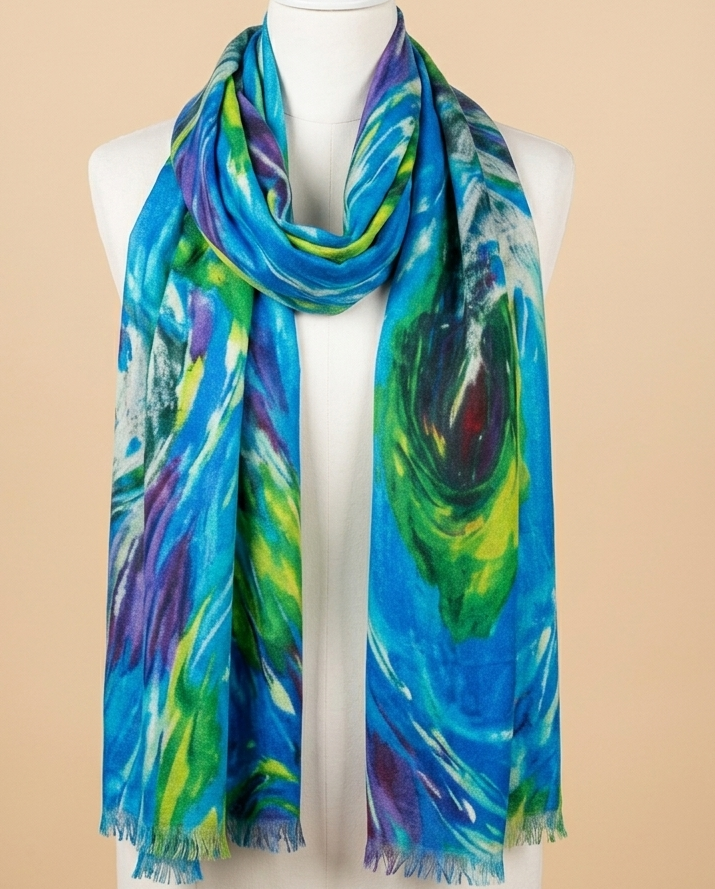Blue organic scarf
