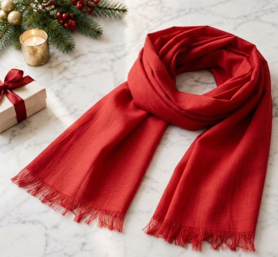 Christmas red organic scarf