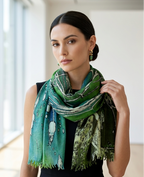 green scarf with art