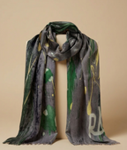 Grey and green organic scarf