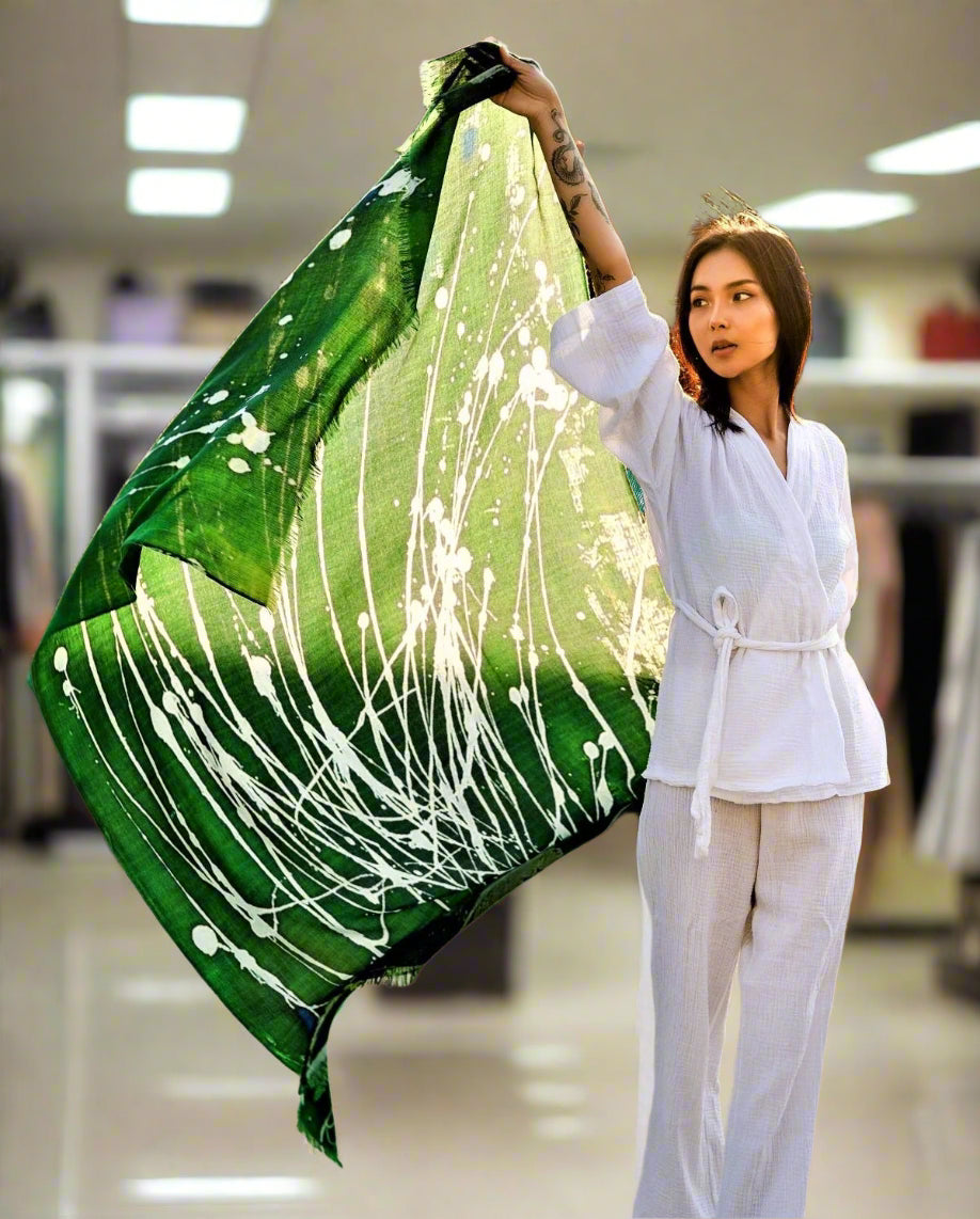 Green designer scarf