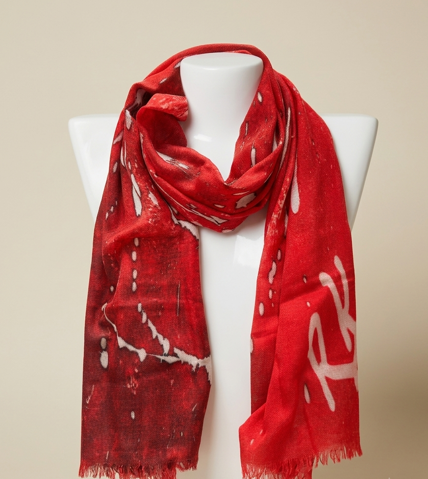 red organic scarf