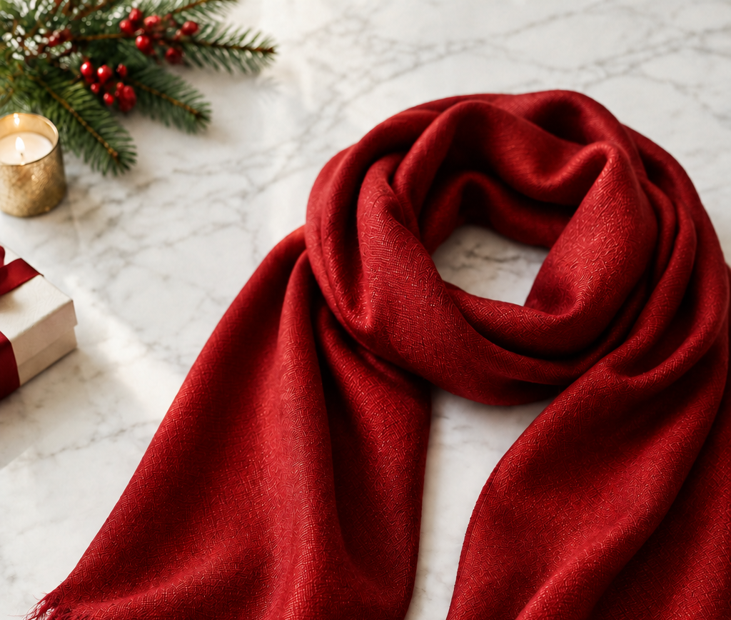 red solid colour scarf