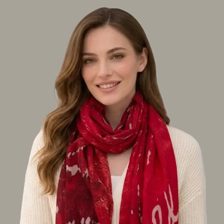 red designer scarf