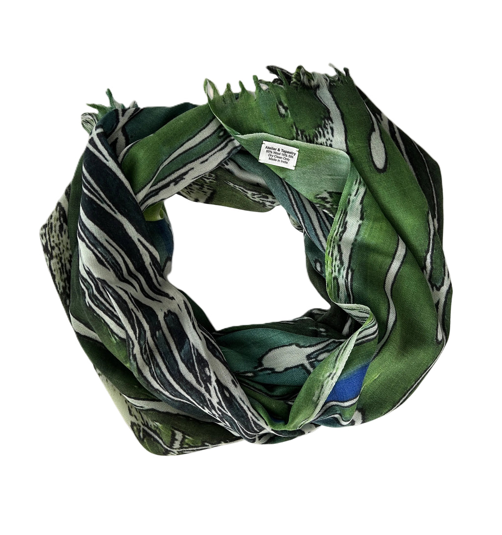 green and white scarf