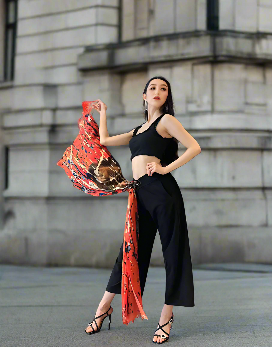 stylish orange energy scarf