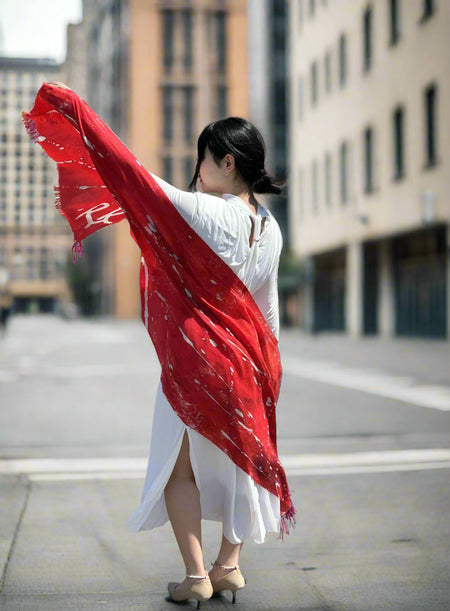 red designer scarf